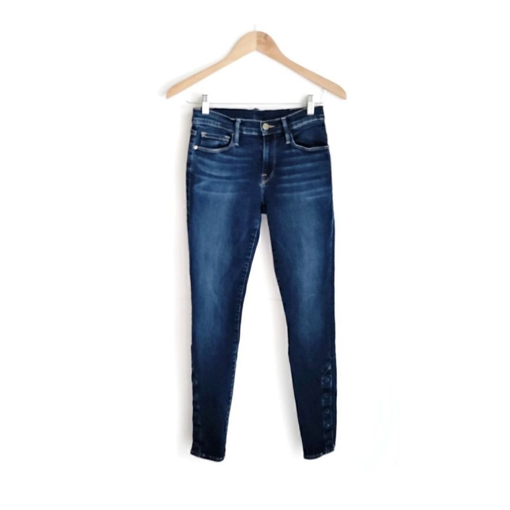 FRAME LE SKINNY DE JEANNE SNAP AWAY JEANS MARTHA WASH SZ 24 READ DESCRIPTION - Picture 3 of 11